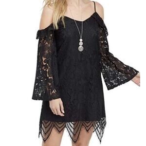 Whimsigoth Witchy Black Lace Asymmetrical Love Fire Sz Small Dark Fairy Dollcore